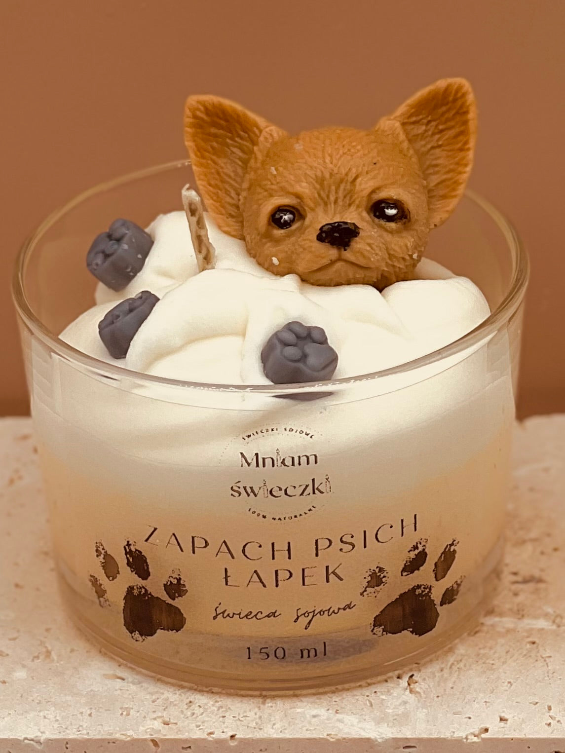 Świeca sojowa o zapachu psich łapek - Chihuahua