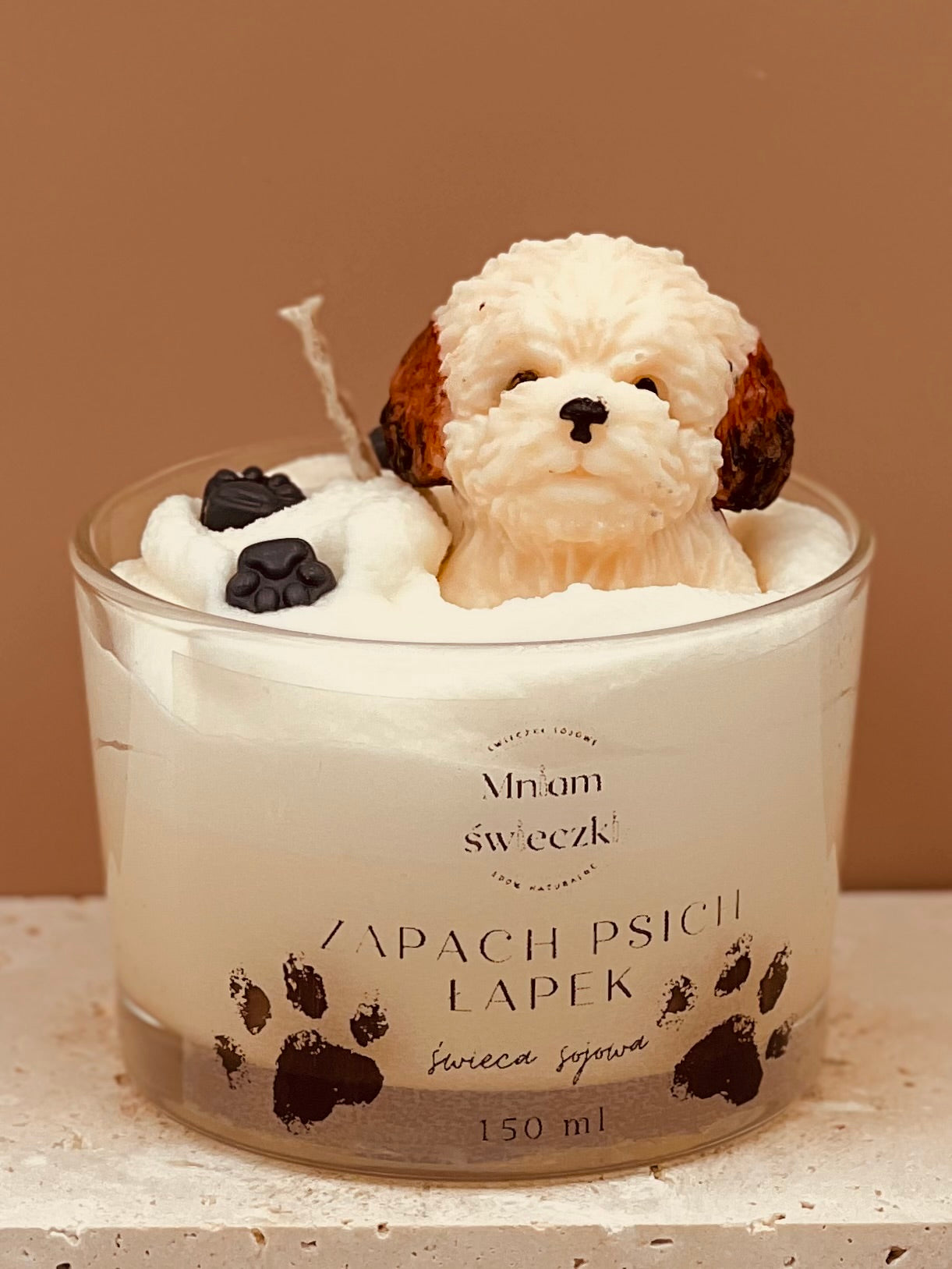 Świeca sojowa o zapachu psich łapek - Maltańczyk