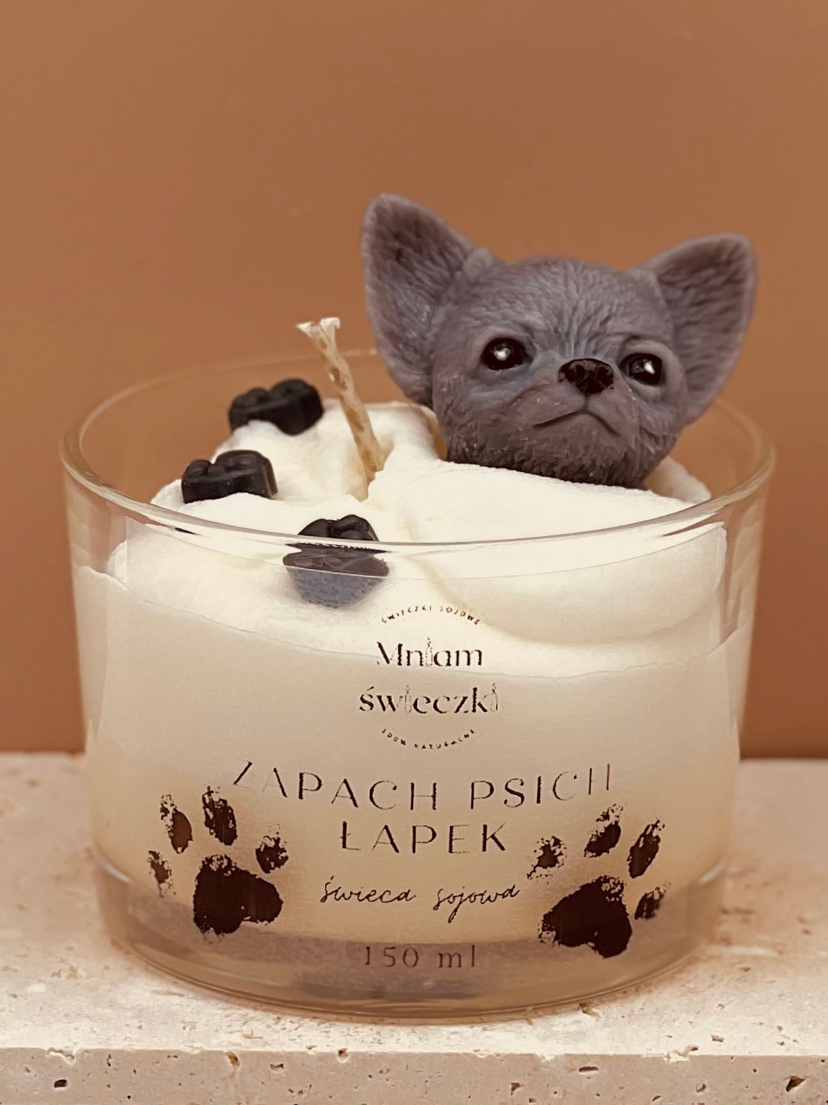 Świeca sojowa o zapachu psich łapek - Chihuahua