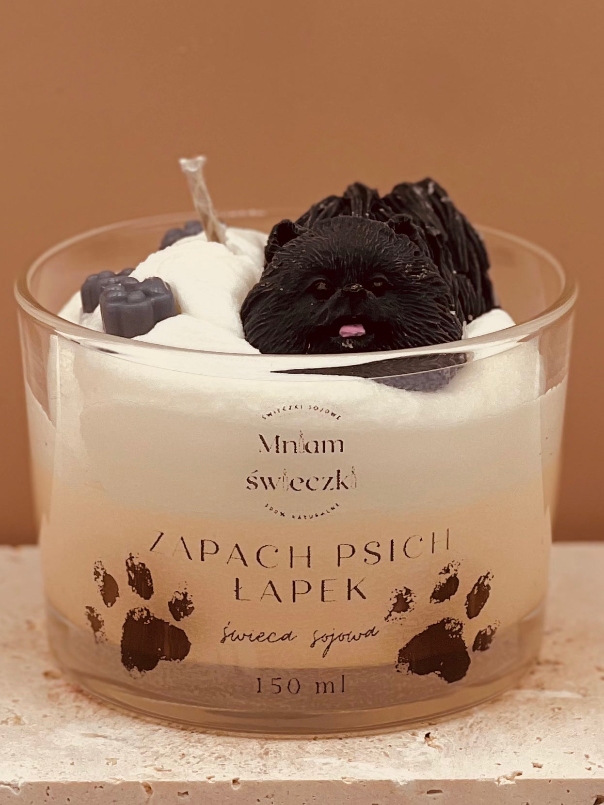 Świeca sojowa o zapachu psich łapek - Pomeranian