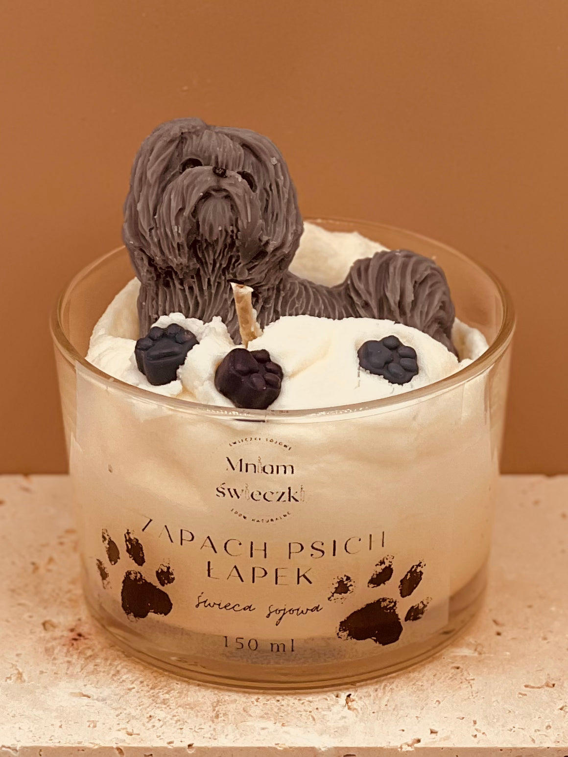 Świeca sojowa o zapachu psich łapek - Shih tzu