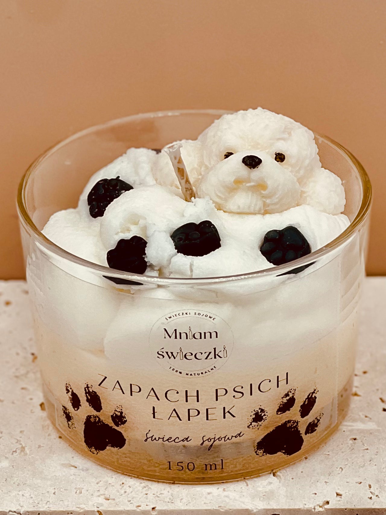Świeca sojowa o zapachu psich łapek - Pudel