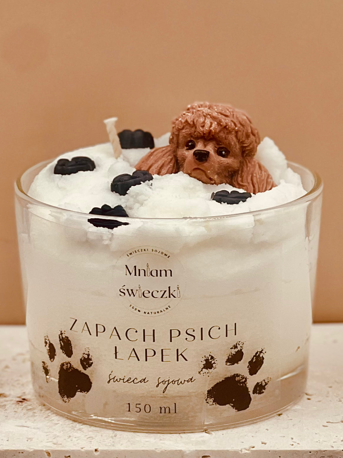 Świeca sojowa o zapachu psich łapek - Pudel
