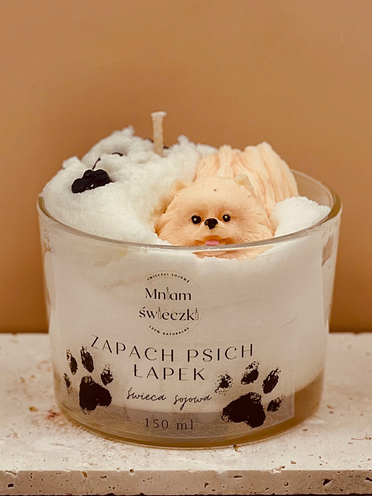 Świeca sojowa o zapachu psich łapek - Pomeranian