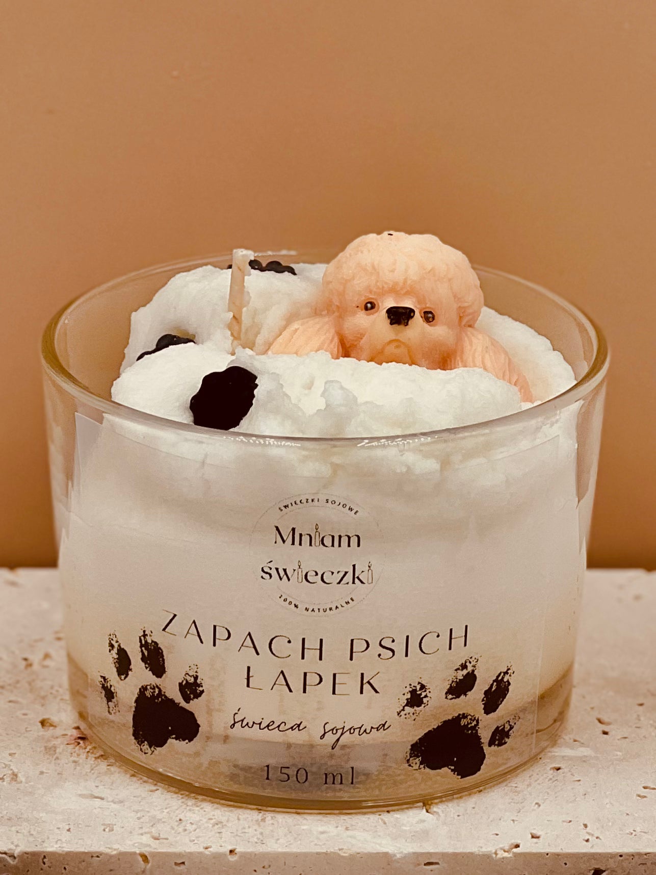 Świeca sojowa o zapachu psich łapek - Pudel