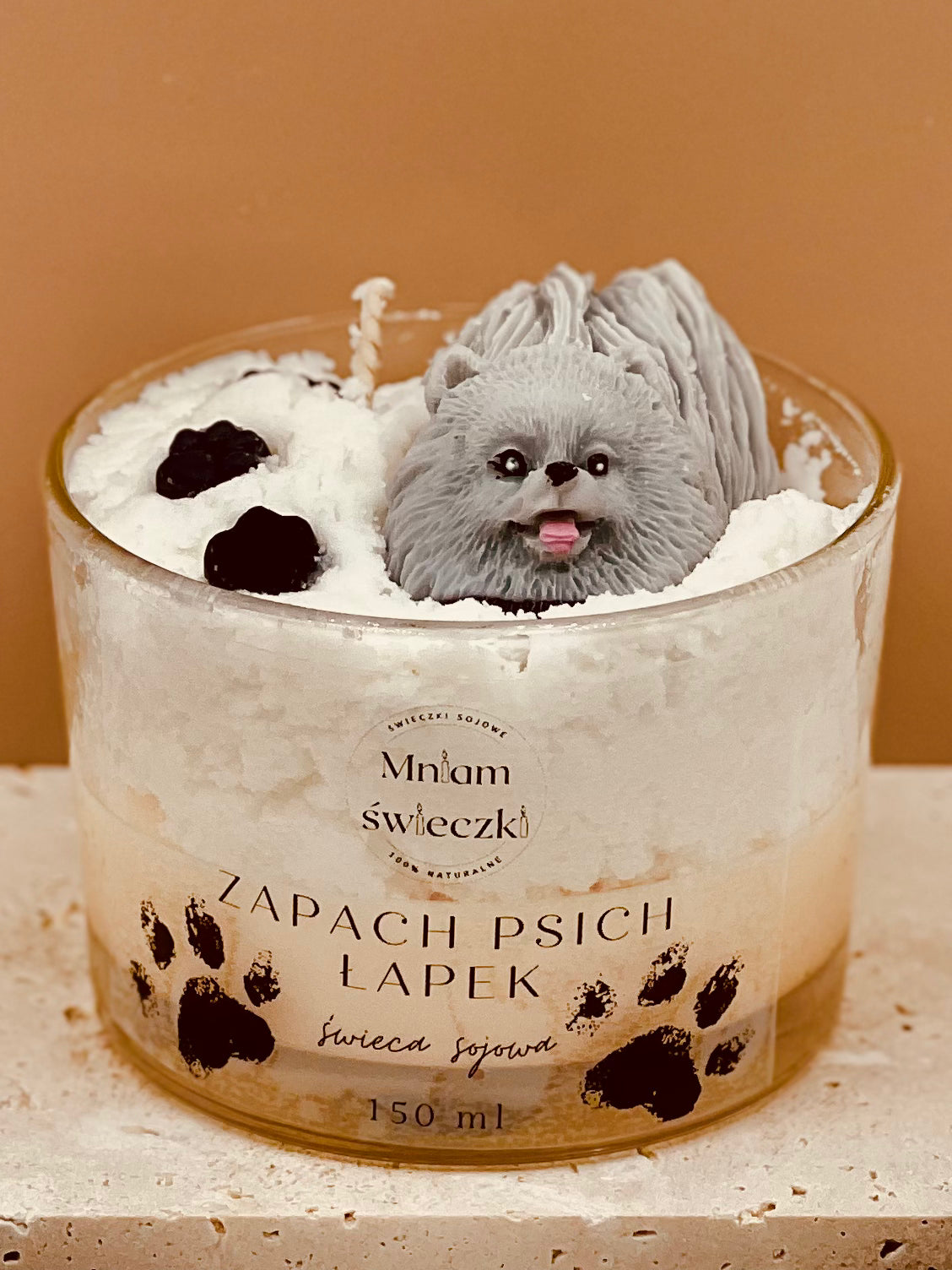 Świeca sojowa o zapachu psich łapek - Pomeranian