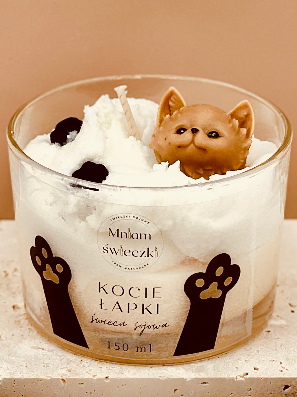 Świeca sojowa o zapachu kocich łapek - popcornu