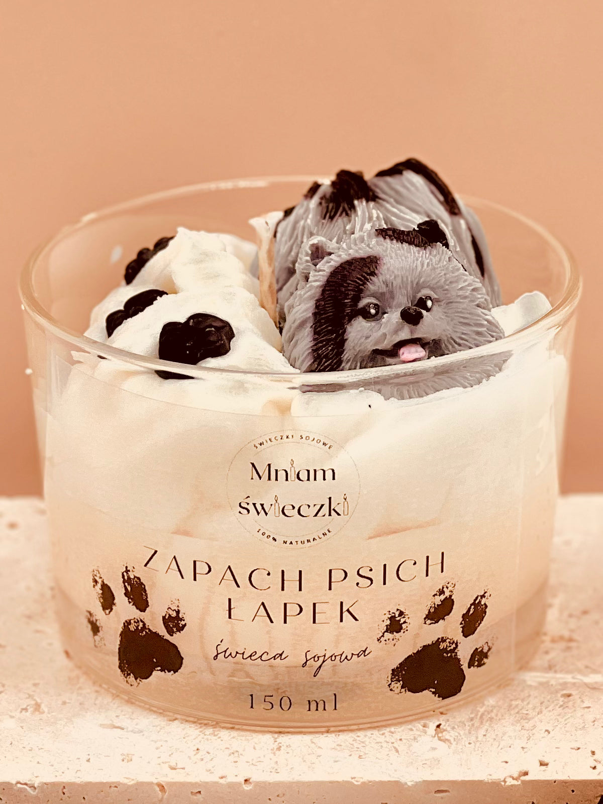 Świeca sojowa o zapachu psich łapek - Pomeranian