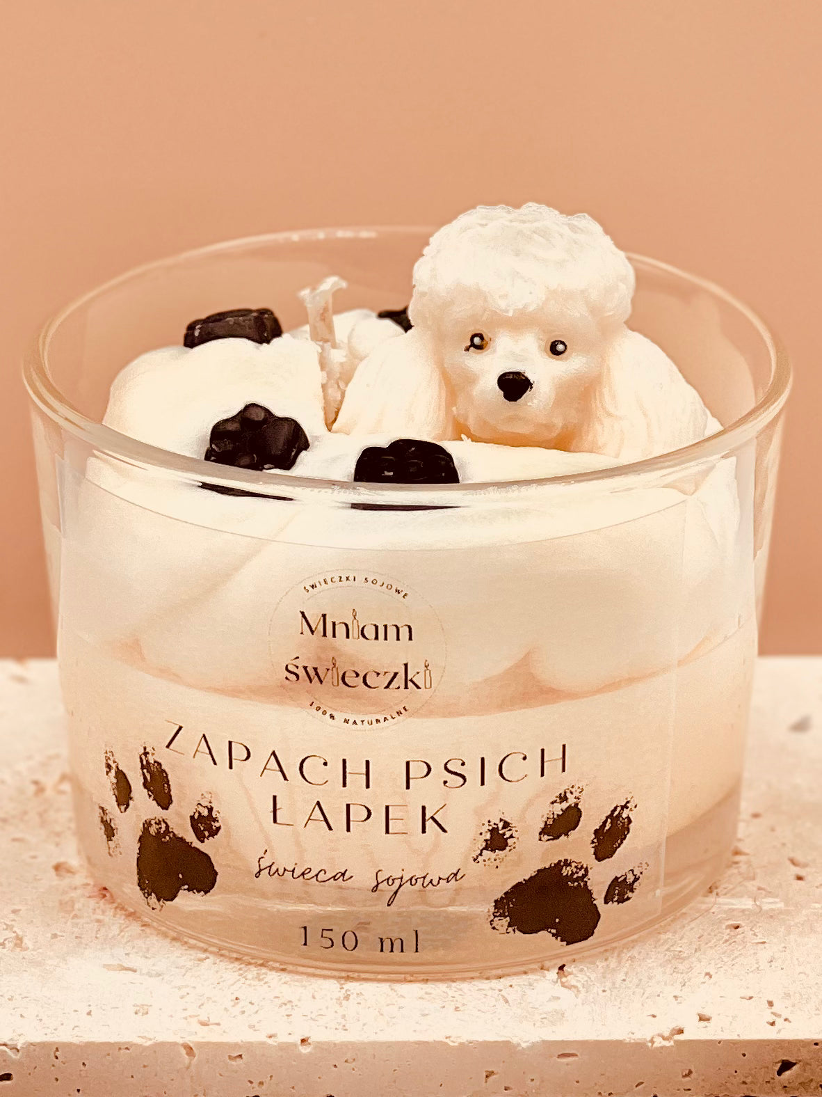 Świeca sojowa o zapachu psich łapek - Pudel