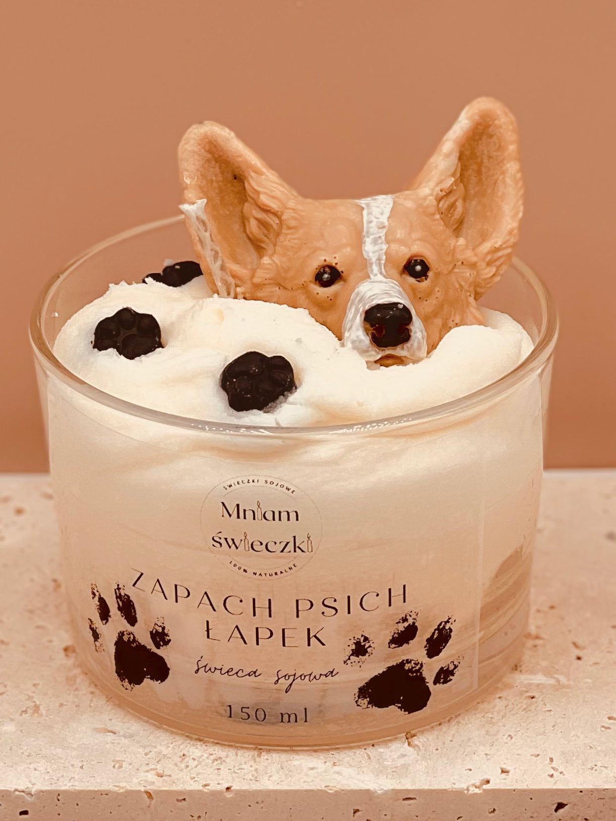 Świeca sojowa o zapachu psich łapek - Corgi