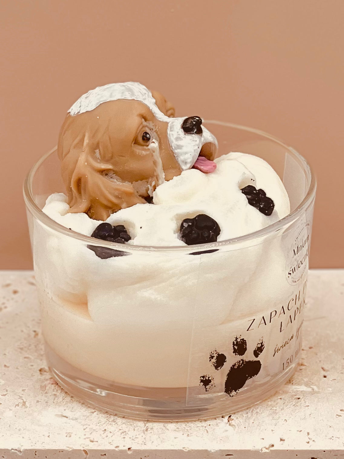 Świeca sojowa o zapachu psich łapek - Cavalier king