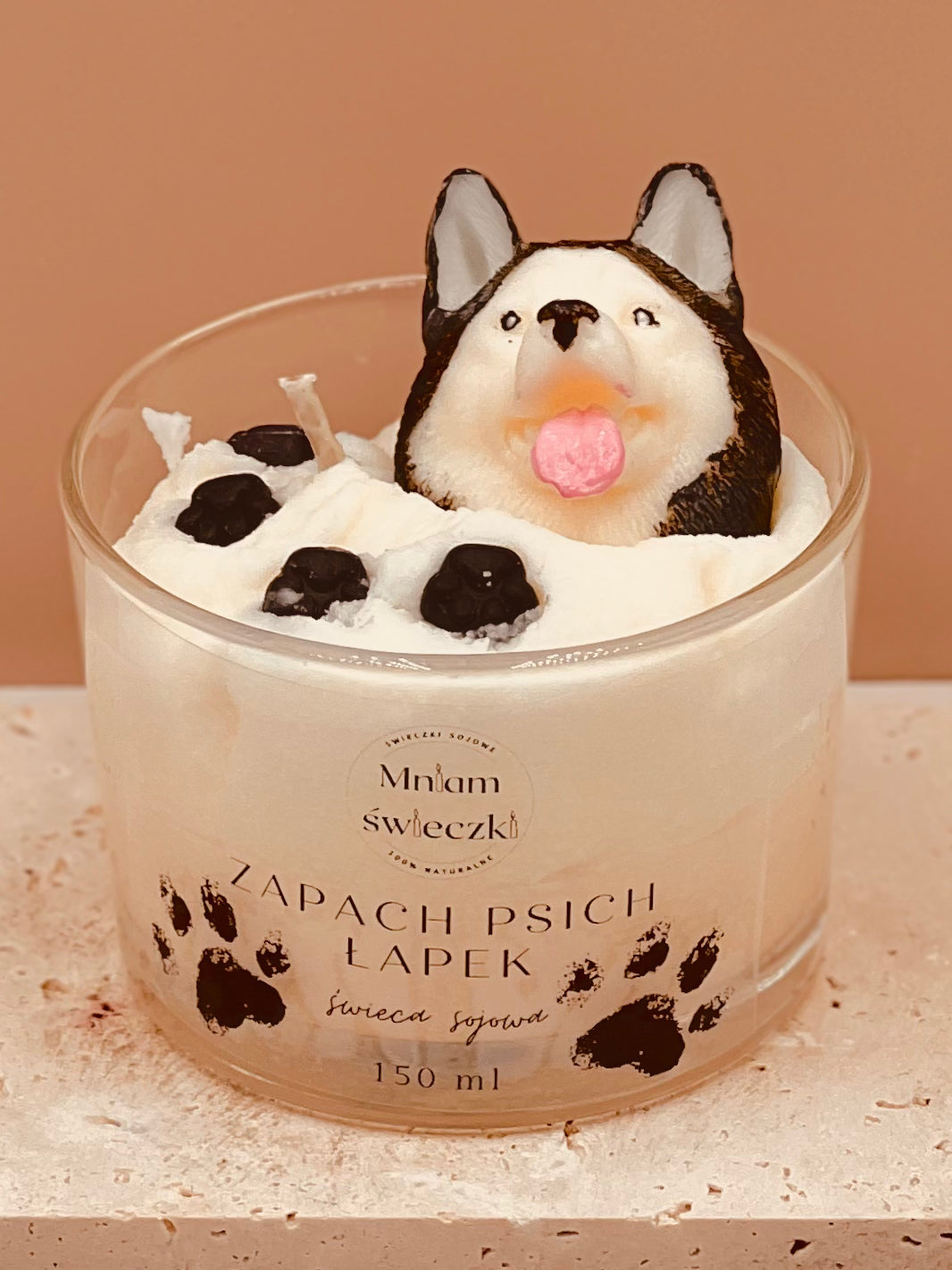 Świeca sojowa o zapachu psich łapek - Husky