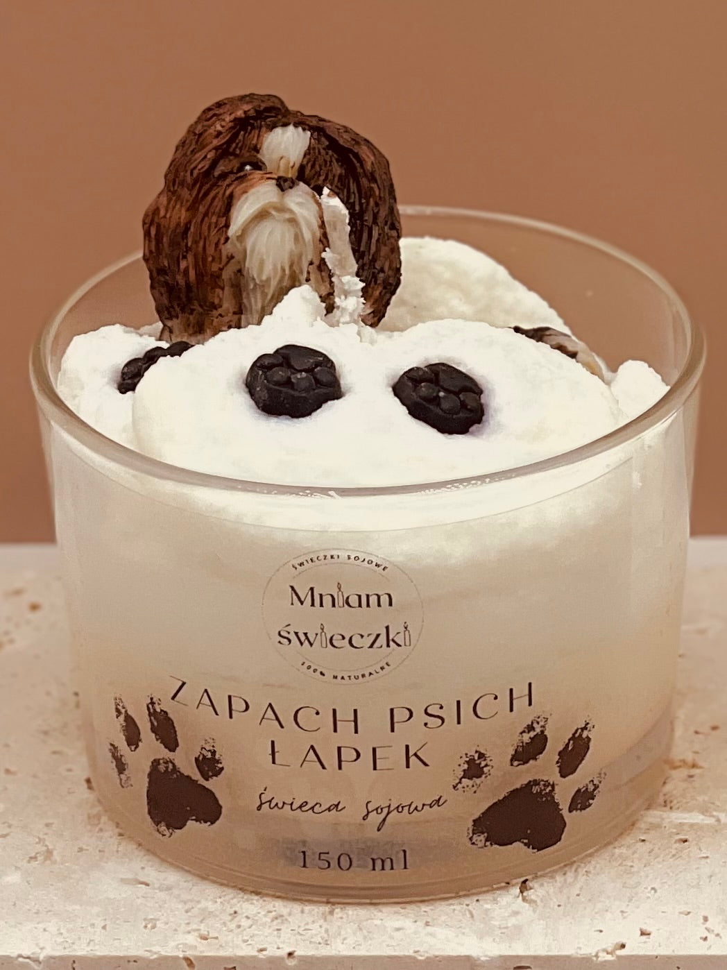 Świeca sojowa o zapachu psich łapek - Shih tzu