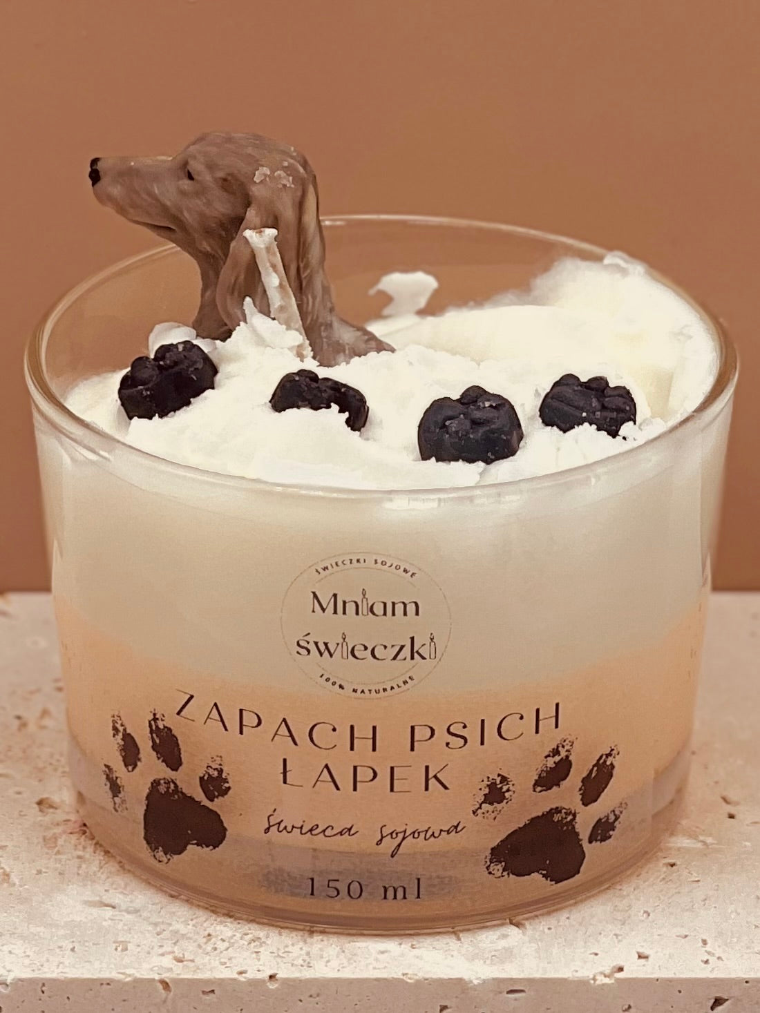 Świeca sojowa o zapachu psich łapek - Jamnik