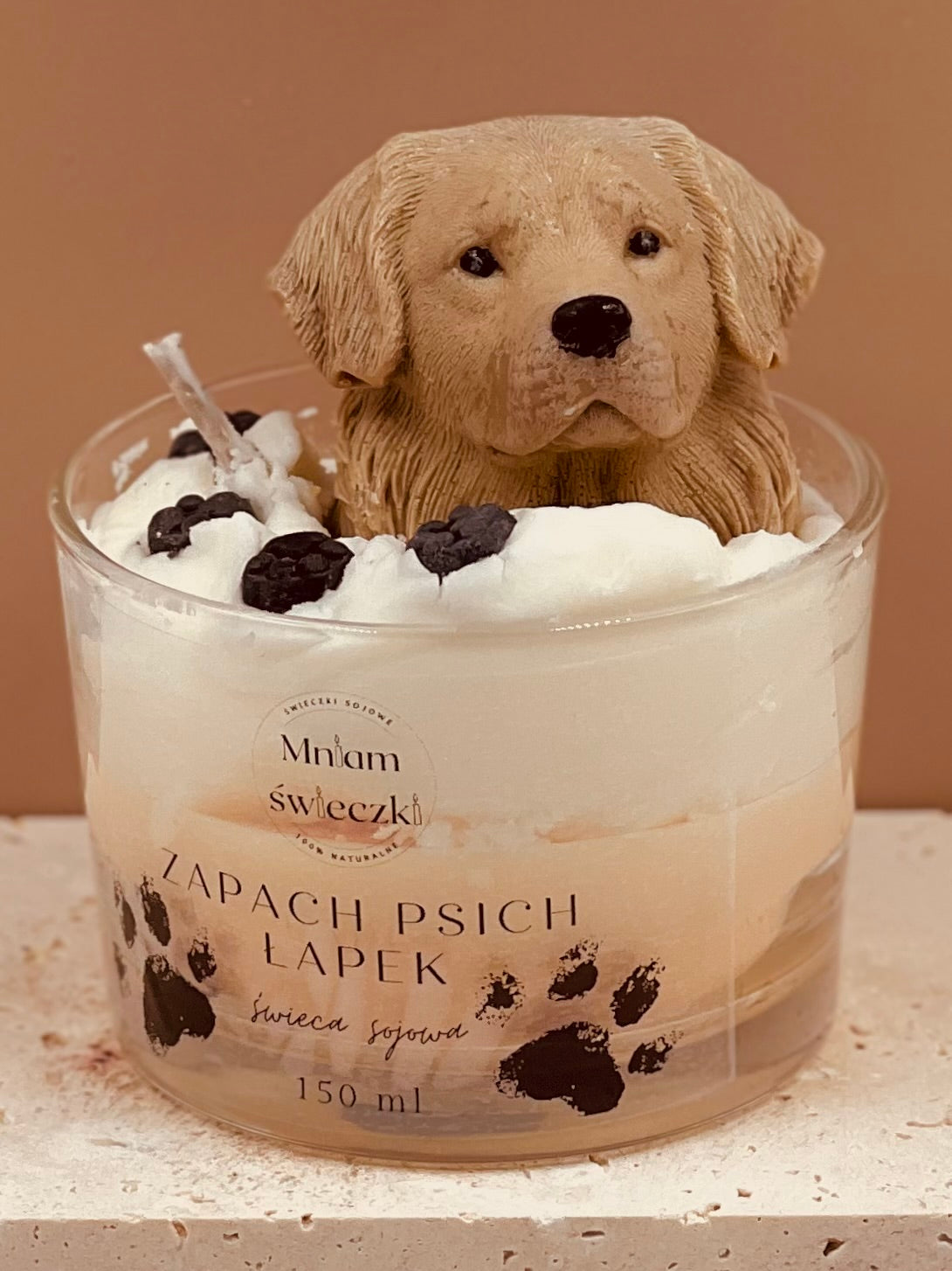 Świeca sojowa o zapachu psich łapek - Golden retriever