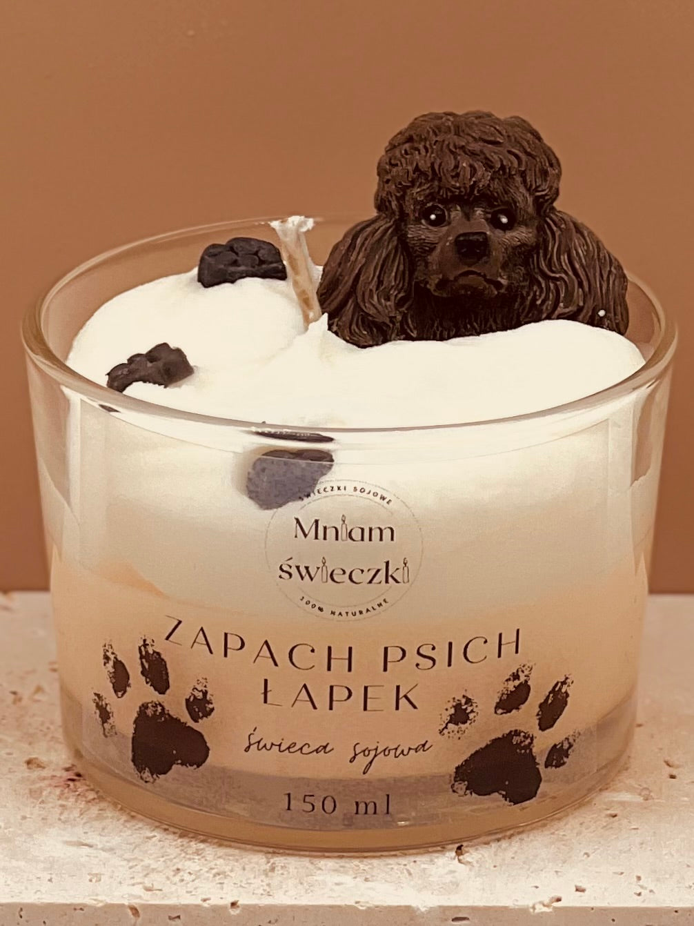Świeca sojowa o zapachu psich łapek - Pudel