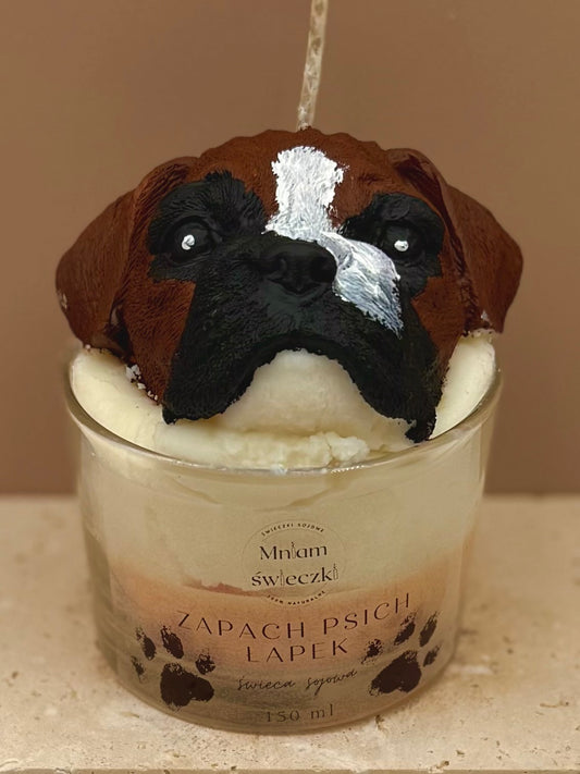 Świeca sojowa o zapachu psich łapek - Bokser