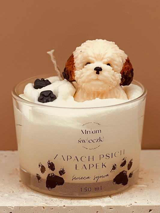 Świeca sojowa o zapachu psich łapek - Maltańczyk
