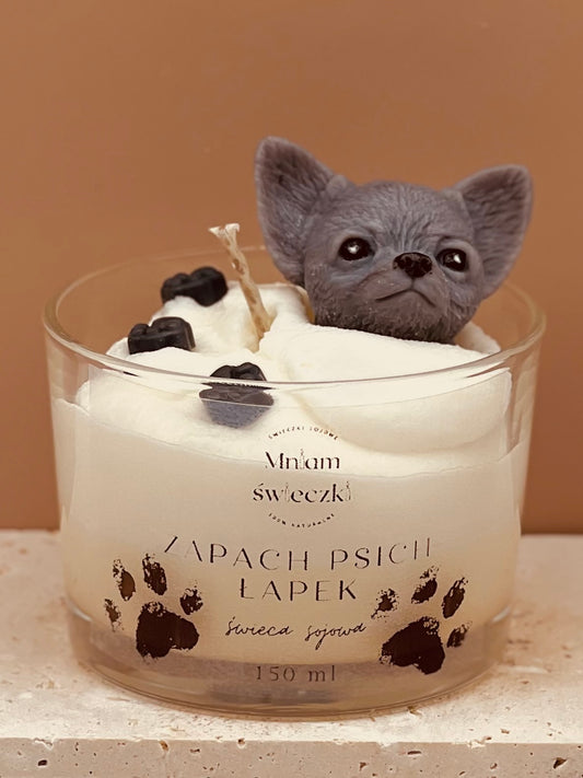 Świeca sojowa o zapachu psich łapek - Chihuahua