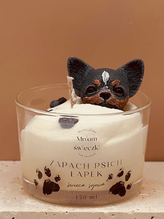 Świeca sojowa o zapachu psich łapek - Chihuahua (personalizowana)