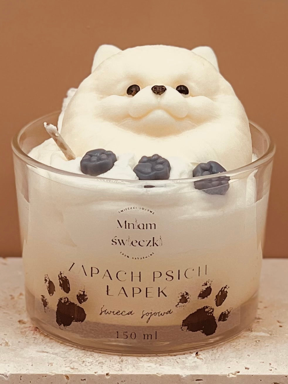 Świeca sojowa o zapachu psich łapek - Pomeranian