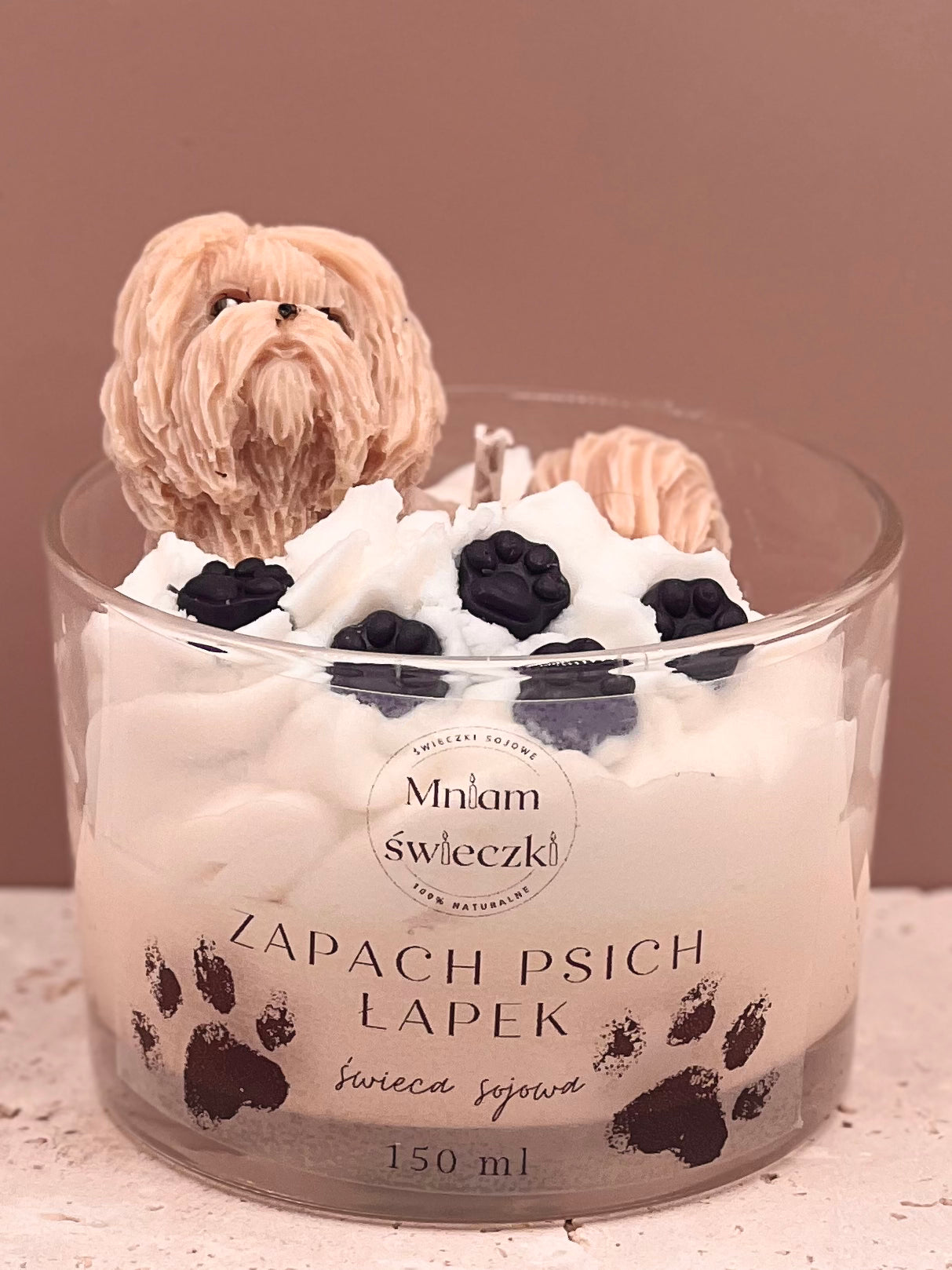 Świeca sojowa o zapachu psich łapek - Shih tzu