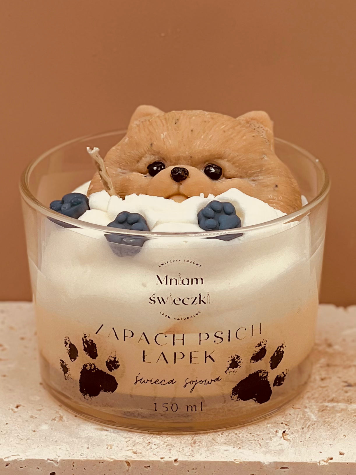 Świeca sojowa o zapachu psich łapek - Pomeranian