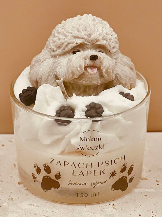 Świeca sojowa o zapachu psich łapek