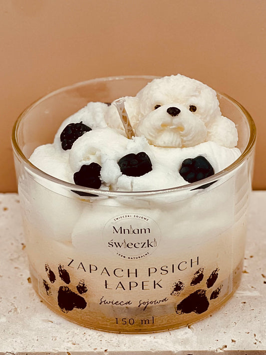 Świeca sojowa o zapachu psich łapek - Pudel
