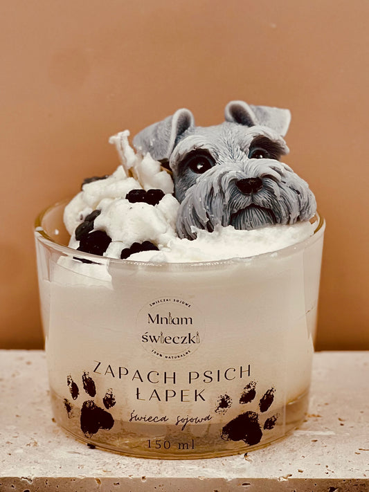 Świeca sojowa o zapachu psich łapek - Sznaucer