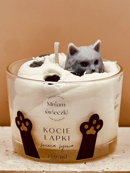 Świeca sojowa o zapachu kocich łapek - popcornu