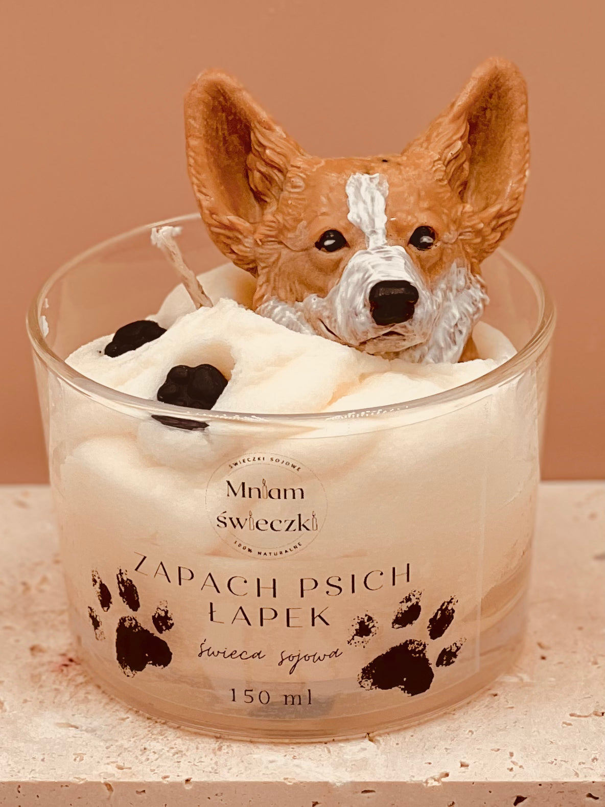 Świeca sojowa o zapachu psich łapek - Corgi