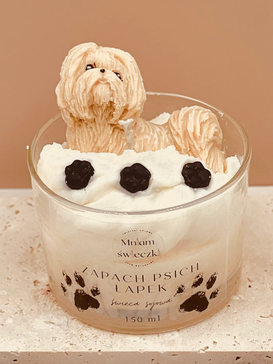 Świeca sojowa o zapachu psich łapek - Shih tzu