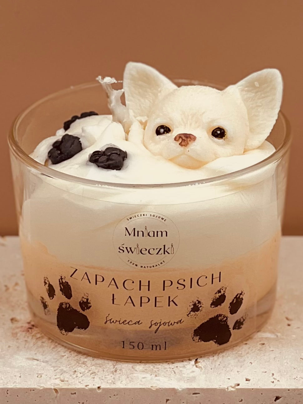 Świeca sojowa o zapachu psich łapek - Chihuahua