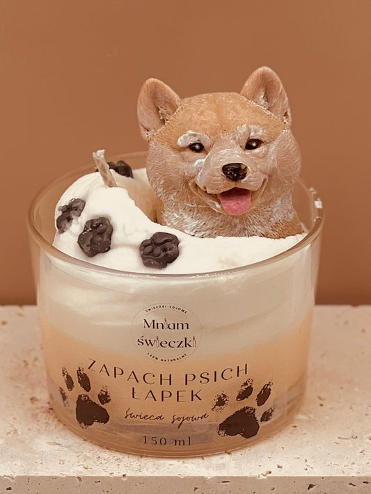 Świeca sojowa o zapachu psich łapek - Shiba