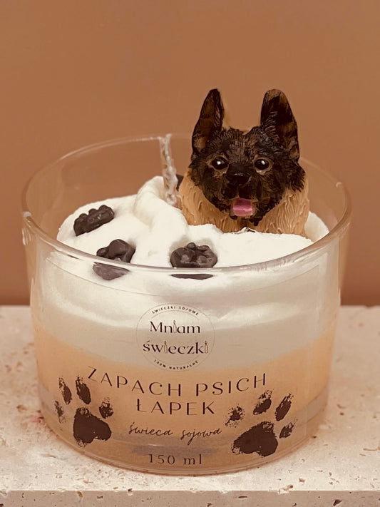 Świeca sojowa o zapachu psich łapek - Owczarek