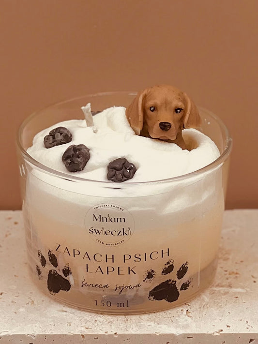 Świeca sojowa o zapachu psich łapek
