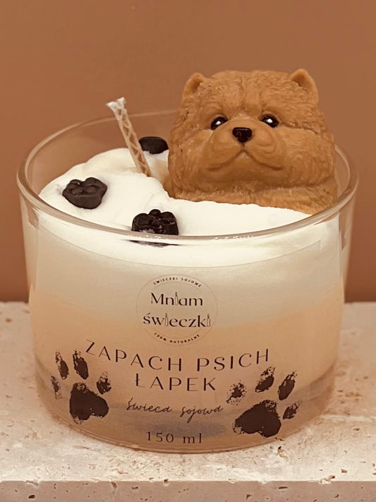 Świeca sojowa o zapachu psich łapek - Chow chow