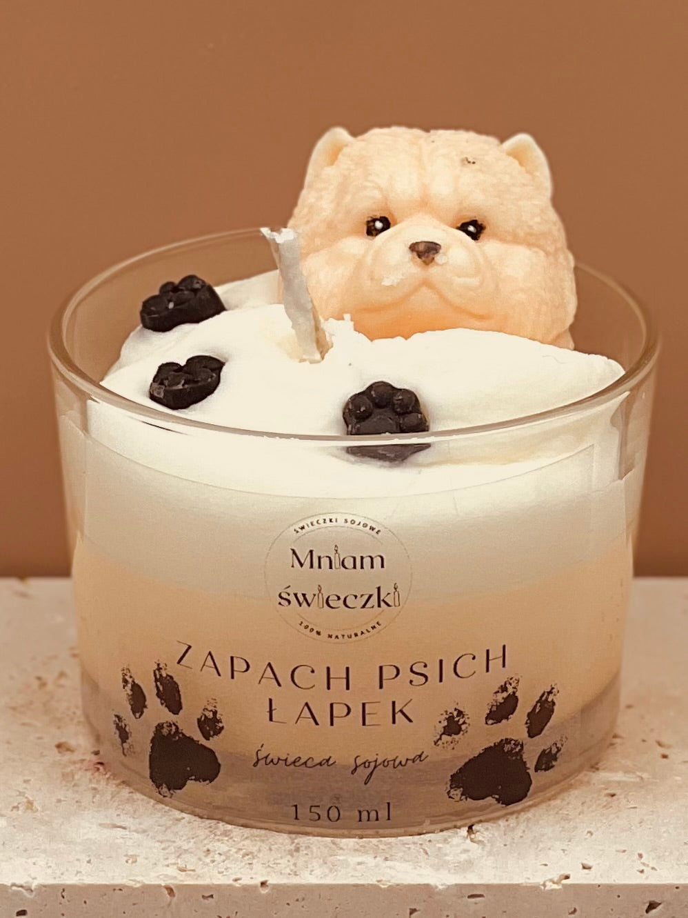 Świeca sojowa o zapachu psich łapek - Chow chow