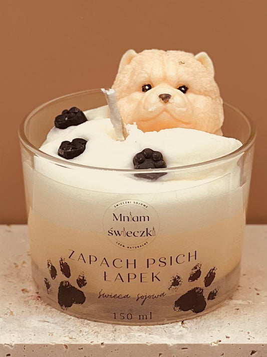 Świeca sojowa o zapachu psich łapek - Chow chow