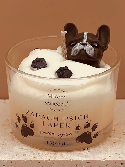 Świeca sojowa o zapachu psich łapek - Boston terrier