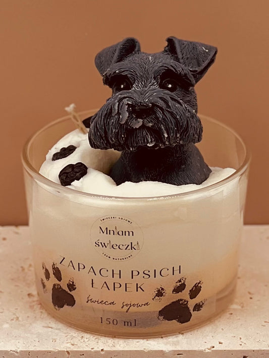 Świeca sojowa o zapachu psich łapek - Sznaucer