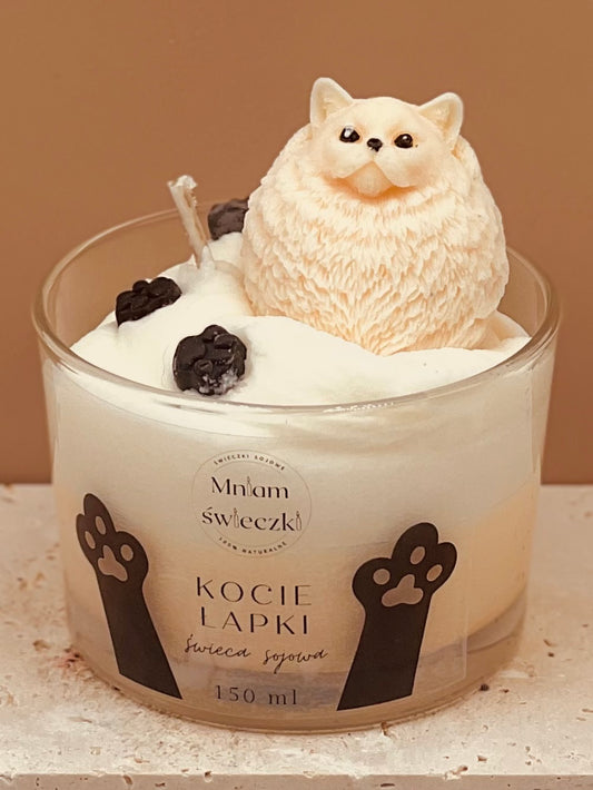Świeca sojowa o zapachu kocich łapek - popcornu