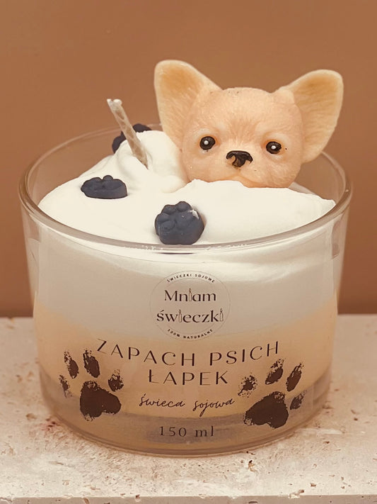 Świeca sojowa o zapachu psich łapek - Chihuahua