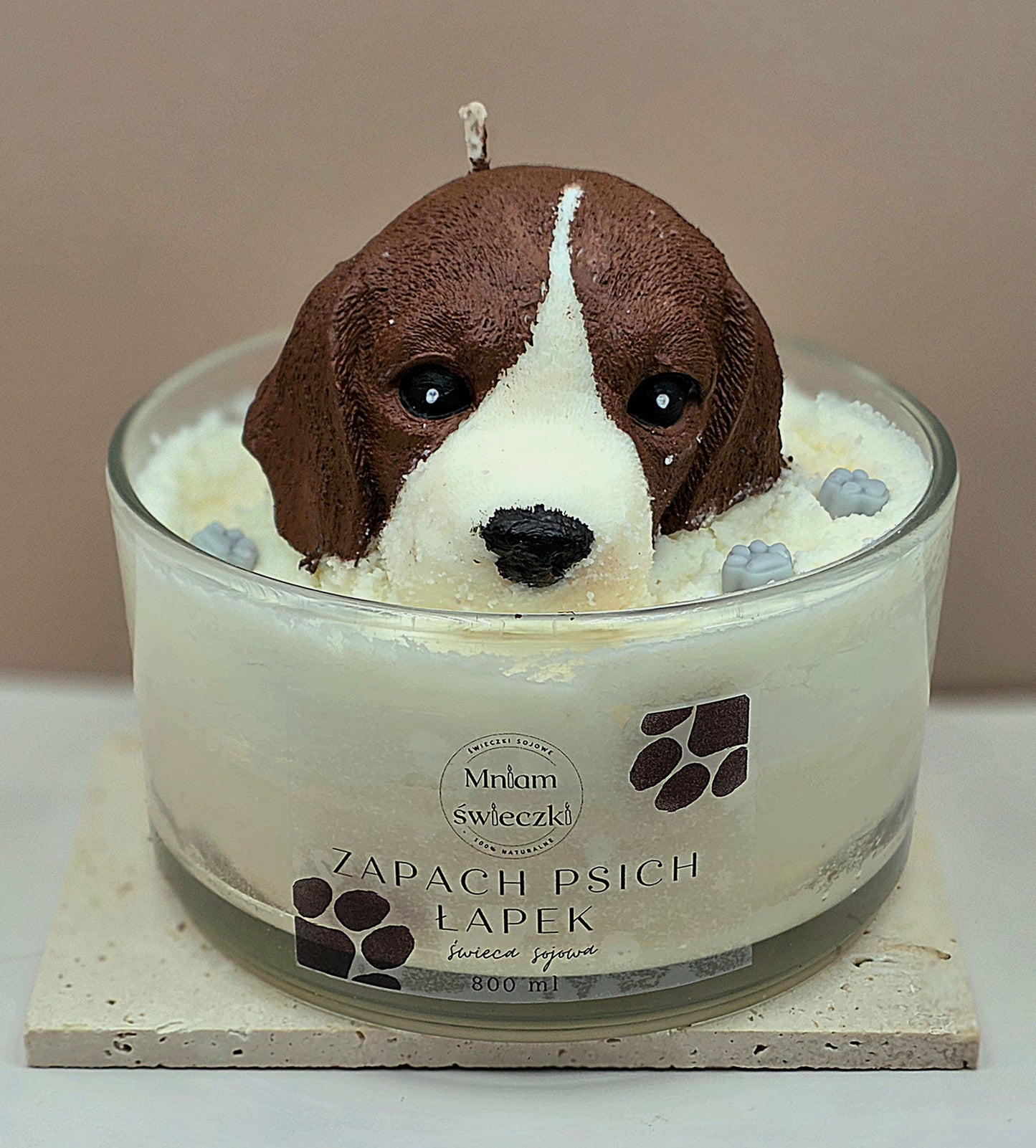 Świeca sojowa o zapachu psich łapek - Beagle