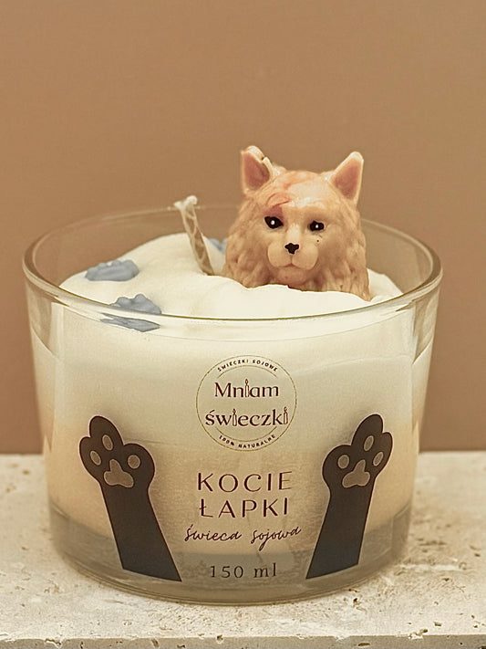 Świeca sojowa o zapachu kocich łapek - popcornu